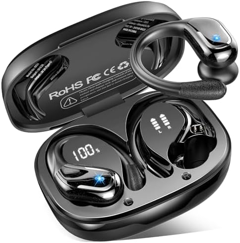 Wireless Earbuds Sport, Bluetooth 5.4 Headphones 2024 Bluetooth Earbuds with 75Hrs Stereo, 4 ENC Mic, Over-Ear Buds with Earhooks Noise Canceling Earphones , IP7 Waterproof Headset for Workout/Running